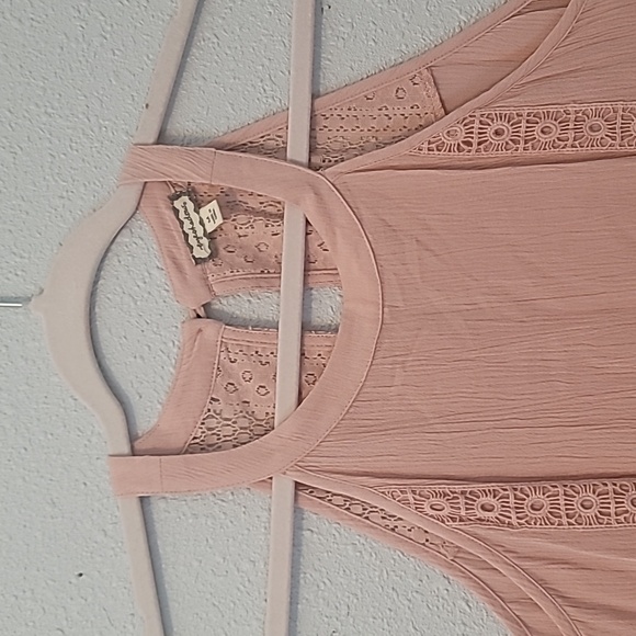 Eyeshadow Pale Pink Gauze Like Racer Back Ruffled Tank Top Size Medium - Picture 3 of 8